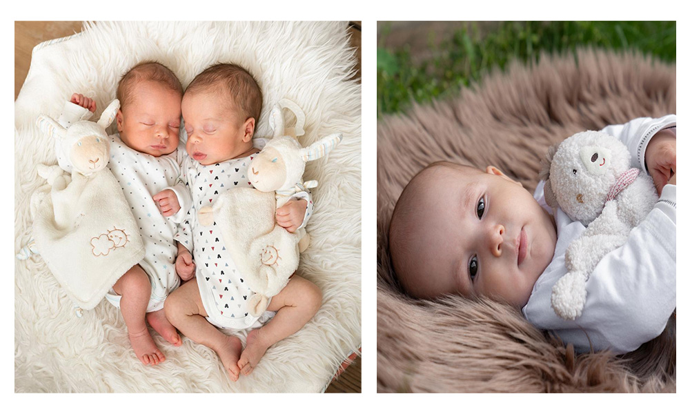 Babyschmusetuch mit Namen bedruckt als Geschenk zur Geburt
